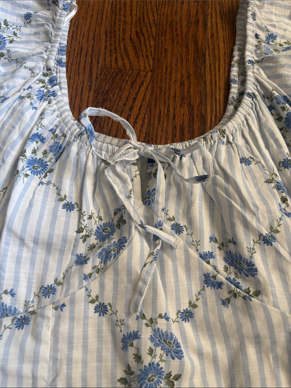 Blue Floral Stripe Midi Dress - Picture 3 of 10